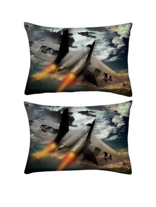 snoogg pack of two fighter jet rectangle toss throw pillow cushion cover decoarative pillow case 14 x 07" - 13572318 - Very Small Image - 1