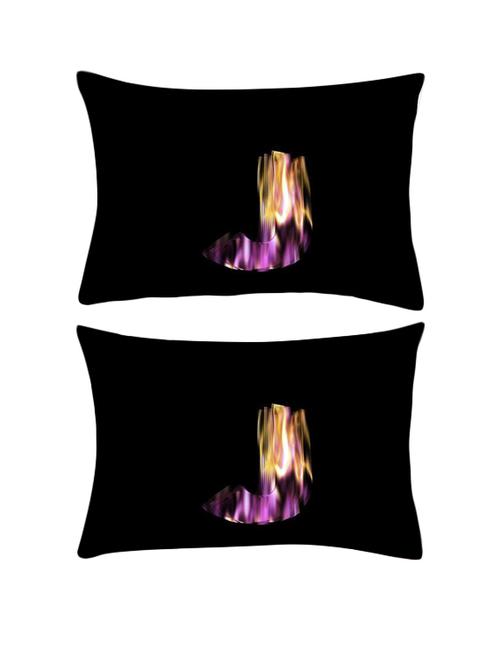 snoogg pack of two flaming 3d letter rectangle toss throw pillow cushion cover decoarative pillow case 14 x 07" - 13572321 - Very Small Image - 1