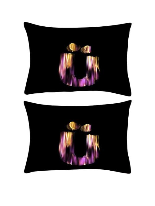 snoogg pack of two flaming 3d letter rectangle toss throw pillow cushion cover decoarative pillow case 14 x 07" - 13572327 - Very Small Image - 1