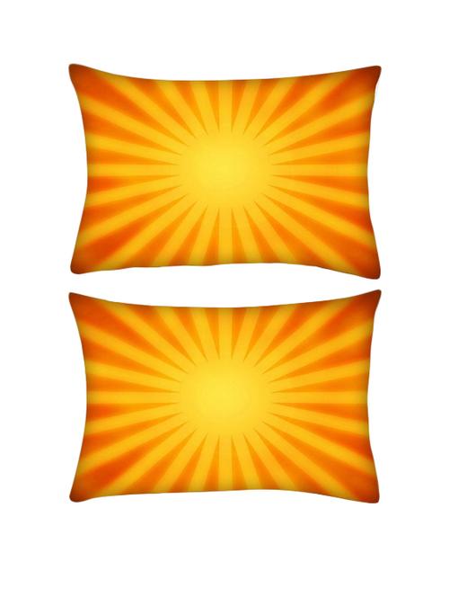 snoogg pack of two orange rays background rectangle toss throw pillow cushion cover decoarative pillow case 14 x 07" - 13572410 - Very Small Image - 1