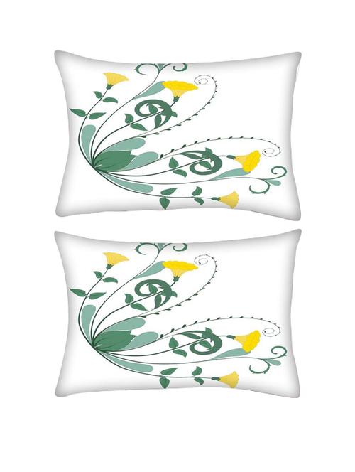 snoogg pack of two retro floral frame corner rectangle toss throw pillow cushion cover decoarative pillow case 14 x 07" - 13572438 - Very Small Image - 1