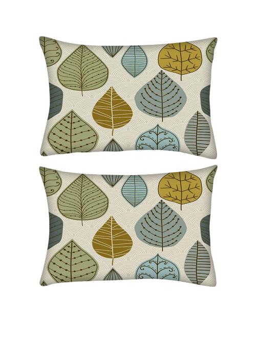 snoogg pack of two seamless pattern with leaf rectangle toss throw pillow cushion cover decoarative pillow case 14 x 07" - 13572464 - Very Small Image - 1