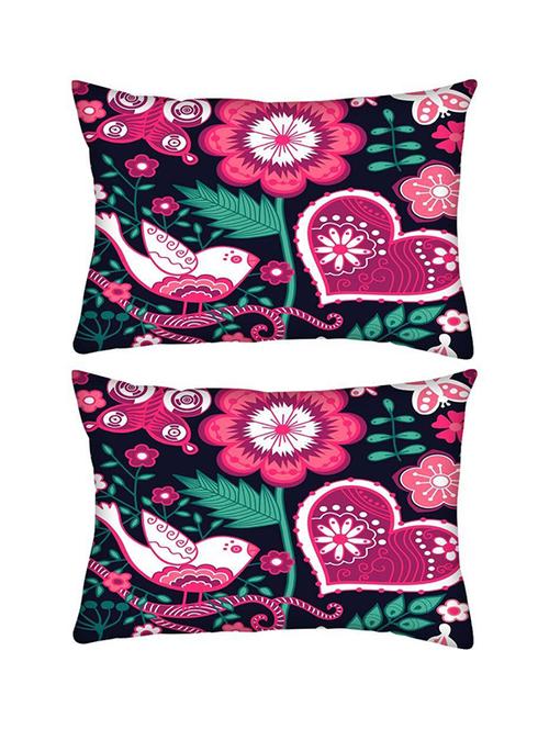 snoogg pack of two seamless texture with flowers rectangle toss throw pillow cushion cover decoarative pillow case 14 x 07" - 13572478 - Very Small Image - 1