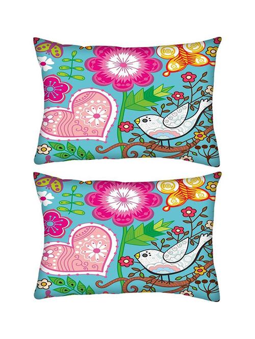 snoogg pack of two seamless texture with flowers rectangle toss throw pillow cushion cover decoarative pillow case 14 x 07" - 13572479 - Very Small Image - 1