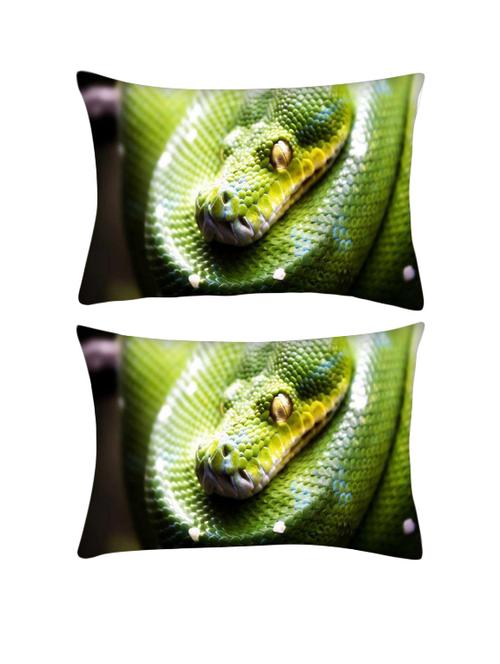 snoogg pack of two green snake rectangle toss throw pillow cushion cover decoarative pillow case 14 x 07" - 13572545 - Very Small Image - 1