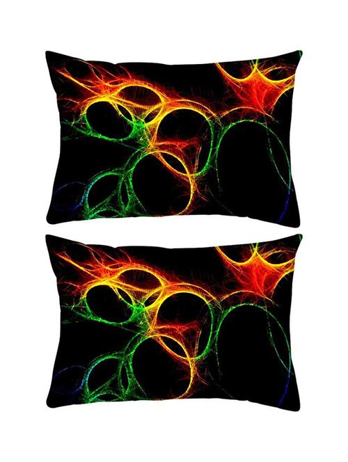snoogg pack of two abstract circles rectangle toss throw pillow cushion cover decoarative pillow case 14 x 07" - 13572590 - Very Small Image - 1