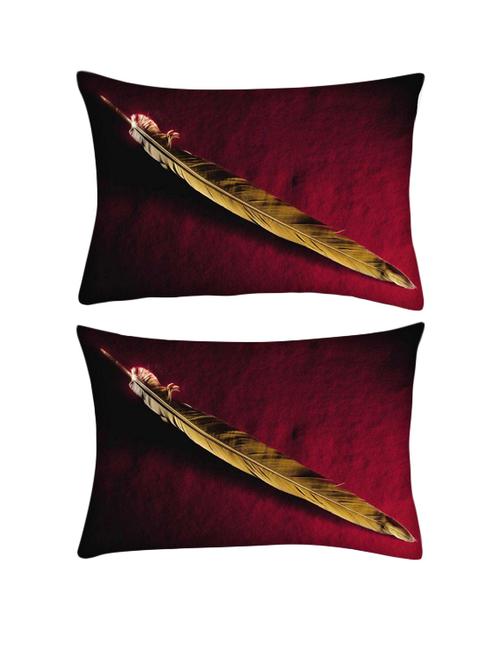 snoogg pack of two single feather rectangle toss throw pillow cushion cover decoarative pillow case 14 x 07" - 13572671 - Very Small Image - 1