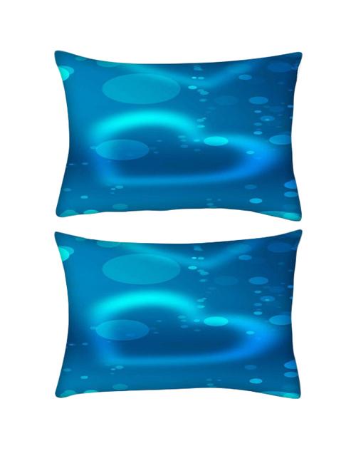 snoogg pack of two blue bubble heart rectangle toss throw pillow cushion cover decoarative pillow case 14 x 07" - 13572683 - Very Small Image - 1