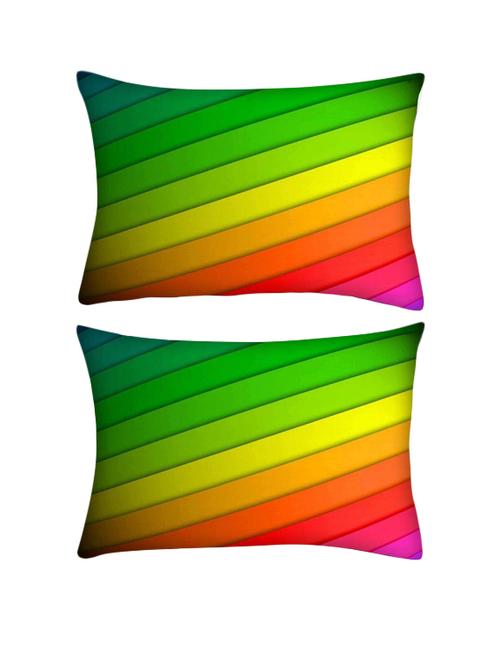 snoogg pack of two colorful strips rectangle toss throw pillow cushion cover decoarative pillow case 14 x 07" - 13572687 - Very Small Image - 1