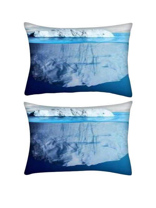 snoogg pack of two blue sea with white mountain rectangle toss throw pillow cushion cover decoarative pillow case 14 x 07" - 13572697 - Very Small Image - 1