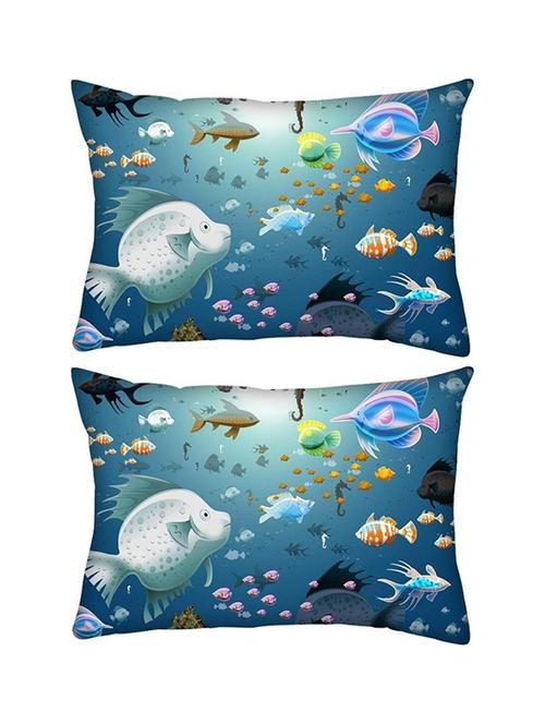 snoogg pack of two multiple fish rectangle toss throw pillow cushion cover decoarative pillow case 14 x 07" - 13572715 - Very Small Image - 1