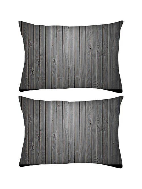 snoogg pack of two black wood rectangle toss throw pillow cushion cover decoarative pillow case 14 x 07" - 13572743 - Very Small Image - 1