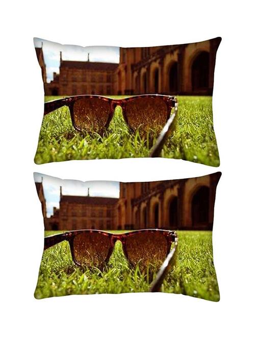 snoogg pack of two glares in grass rectangle toss throw pillow cushion cover decoarative pillow case 14 x 07" - 13572746 - Very Small Image - 1