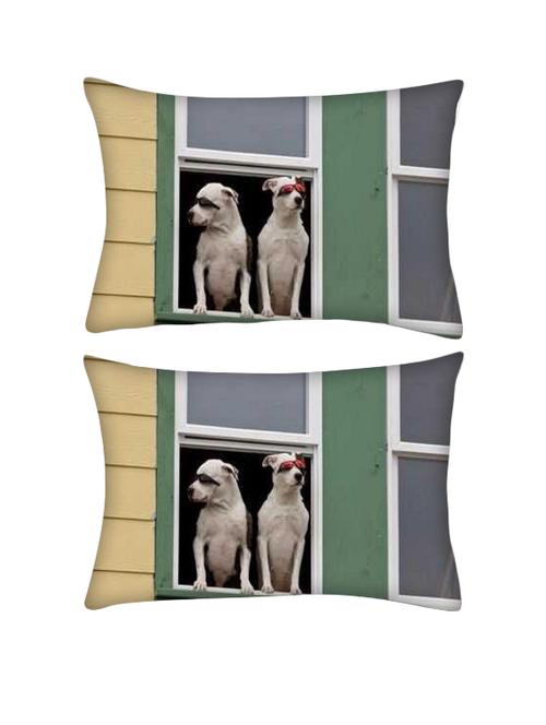 snoogg pack of two smart dogs rectangle toss throw pillow cushion cover decoarative pillow case 14 x 07" - 13572761 - Very Small Image - 1