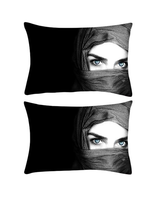 snoogg pack of two girl covering her face rectangle toss throw pillow cushion cover decoarative pillow case 14 x 07" - 13572776 - Very Small Image - 1