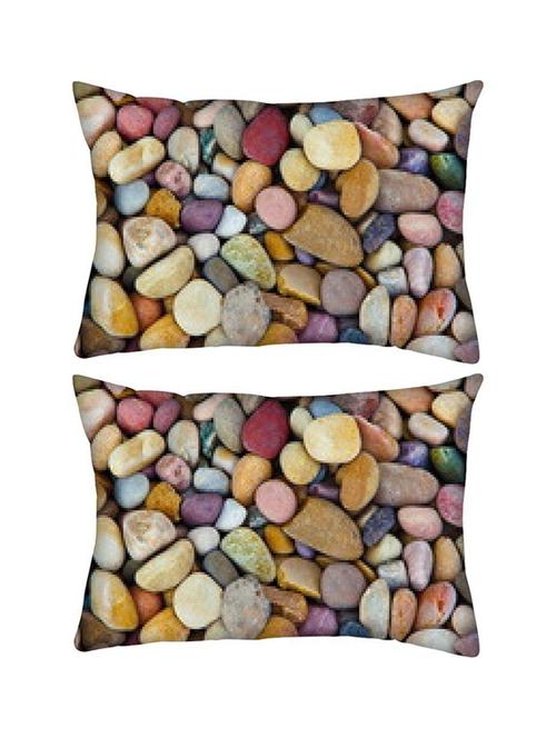 snoogg pack of two colorful pebble rectangle toss throw pillow cushion cover decoarative pillow case 14 x 07" - 13572801 - Very Small Image - 1