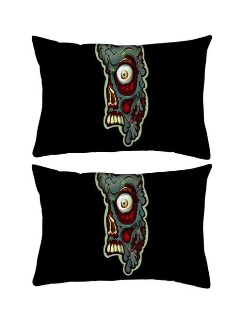 snoogg pack of two zombie face rectangle toss throw pillow cushion cover decoarative pillow case 14 x 07" - 13572807 - Very Small Image - 1