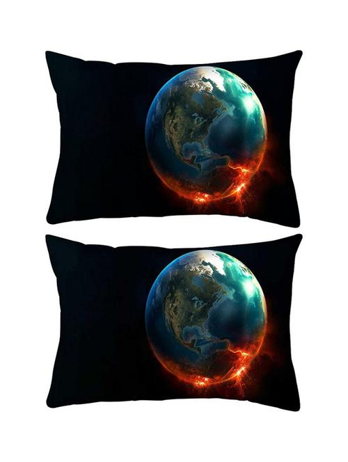 snoogg pack of two abstract earth rectangle toss throw pillow cushion cover decoarative pillow case 14 x 07" - 13572811 - Very Small Image - 1