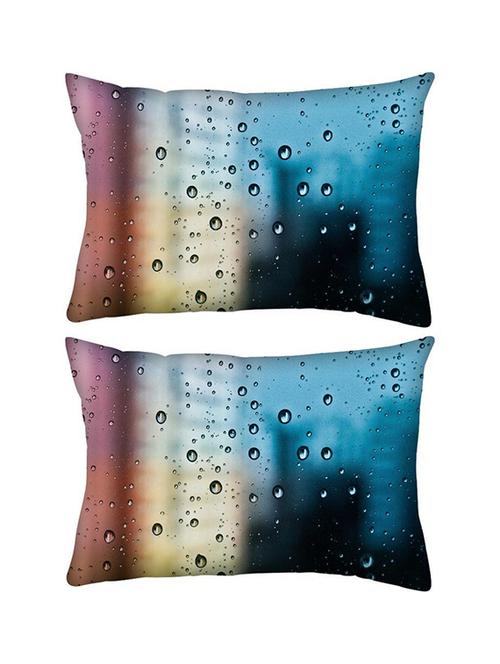 snoogg pack of two water drops rectangle toss throw pillow cushion cover decoarative pillow case 14 x 07" - 13572827 - Very Small Image - 1