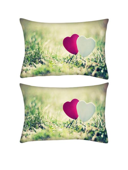 snoogg pack of two two hearts rectangle toss throw pillow cushion cover decoarative pillow case 14 x 07" - 13572855 - Very Small Image - 1