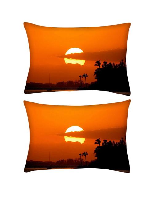 snoogg pack of two sunrise rectangle toss throw pillow cushion cover decoarative pillow case 14 x 07" - 13572874 - Very Small Image - 1