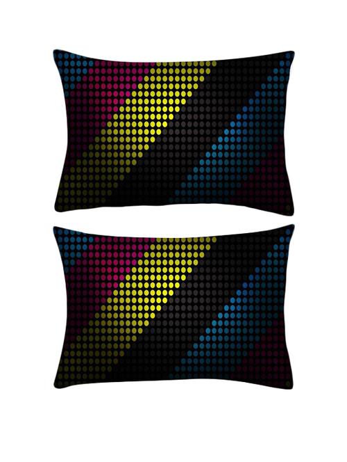 snoogg pack of two multiocolor strips rectangle toss throw pillow cushion cover decoarative pillow case 14 x 07" - 13572882 - Very Small Image - 1
