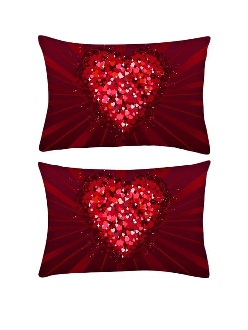 snoogg pack of two multiple hearts rectangle toss throw pillow cushion cover decoarative pillow case 14 x 07" - 13572895 - Very Small Image - 1