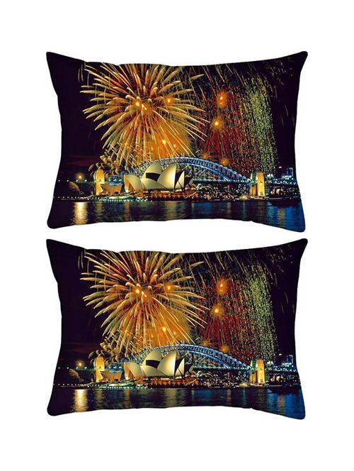 snoogg pack of two fire crackers rectangle toss throw pillow cushion cover decoarative pillow case 14 x 07" - 13572920 - Very Small Image - 1
