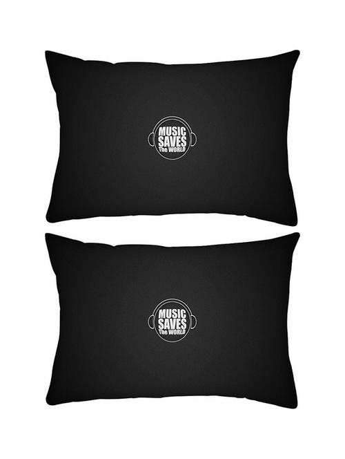 snoogg pack of two music saves the world rectangle toss throw pillow cushion cover decoarative pillow case 14 x 07" - 13572928 - Very Small Image - 1