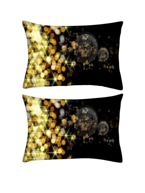 snoogg pack of two golden sparkling rectangle toss throw pillow cushion cover decoarative pillow case 14 x 07" - 13572969 - Very Small Image - 1