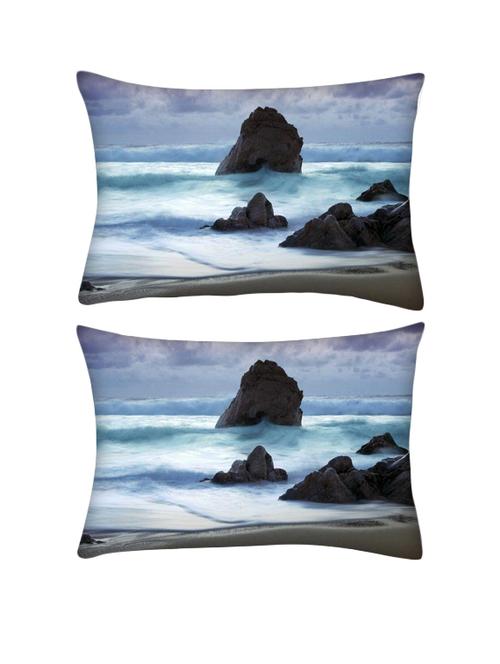 snoogg pack of two beach view rectangle toss throw pillow cushion cover decoarative pillow case 14 x 07" - 13572972 - Very Small Image - 1