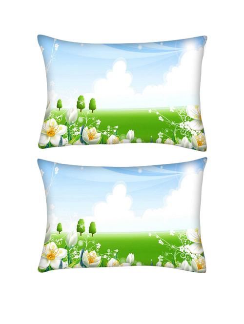 snoogg pack of two white flower garden rectangle toss throw pillow cushion cover decoarative pillow case 14 x 07" - 13572985 - Very Small Image - 1