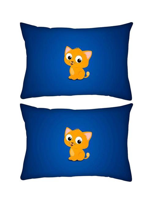 snoogg pack of two cute kitty rectangle toss throw pillow cushion cover decoarative pillow case 14 x 07" - 13573047 - Very Small Image - 1