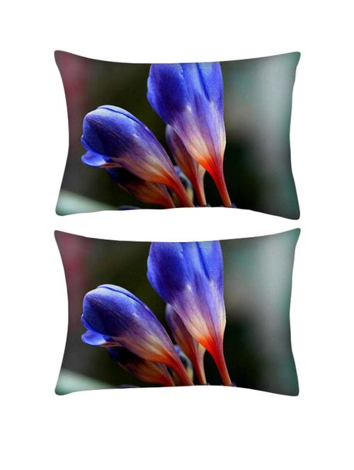 snoogg pack of two rare blue flower rectangle toss throw pillow cushion cover decoarative pillow case 14 x 07" - 13573059 - Very Small Image - 1