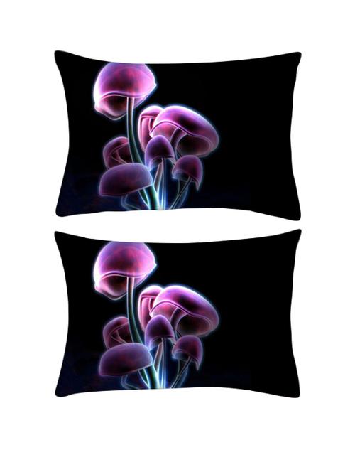 snoogg pack of two neon mushroom rectangle toss throw pillow cushion cover decoarative pillow case 14 x 07" - 13573090 - Very Small Image - 1