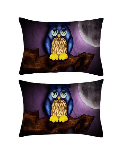 snoogg pack of two cute owl rectangle toss throw pillow cushion cover decoarative pillow case 14 x 07" - 13573096 - Very Small Image - 1