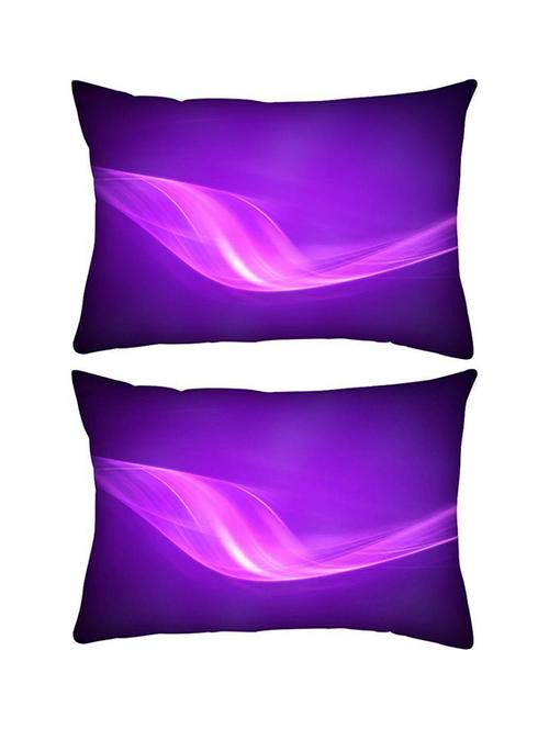 snoogg pack of two neon purple wave rectangle toss throw pillow cushion cover decoarative pillow case 14 x 07" - 13573117 - Very Small Image - 1