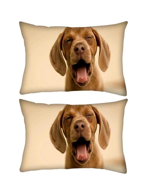 snoogg pack of two yourning puppy rectangle toss throw pillow cushion cover decoarative pillow case 14 x 07" - 13573129 - Very Small Image - 1