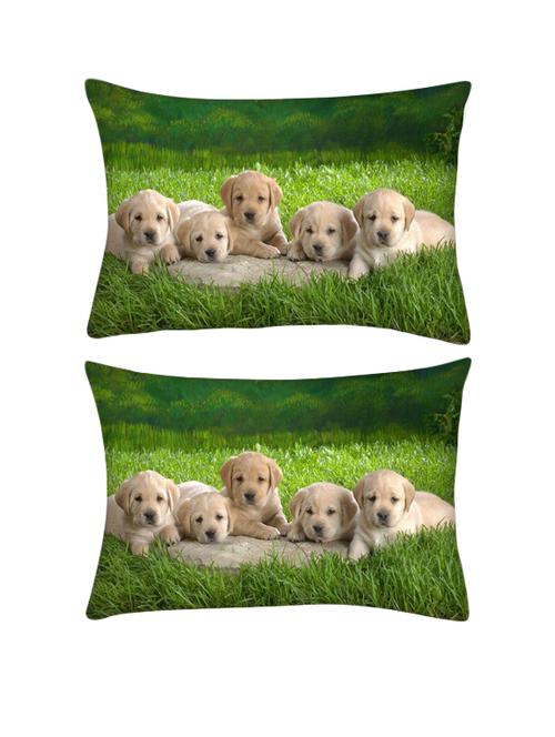 snoogg pack of two puppies rectangle toss throw pillow cushion cover decoarative pillow case 14 x 07" - 13573155 - Very Small Image - 1