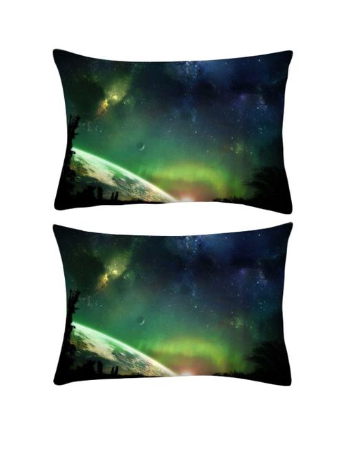 snoogg pack of two viewing galaxy and stars rectangle toss throw pillow cushion cover decoarative pillow case 14 x 07" - 13573203 - Very Small Image - 1
