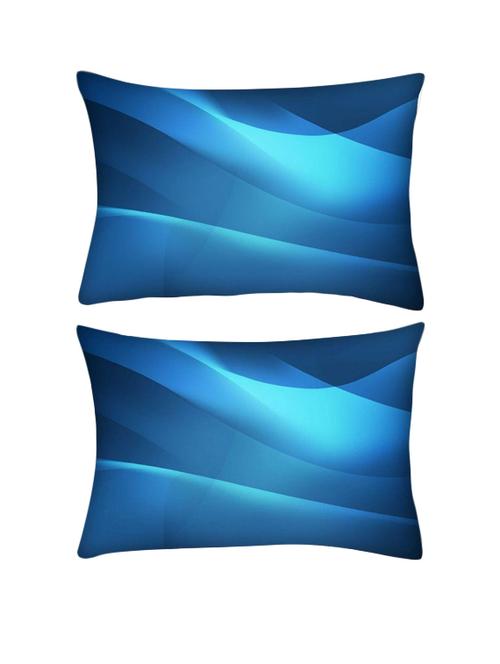 snoogg pack of two blue waves pattern rectangle toss throw pillow cushion cover decoarative pillow case 14 x 07" - 13573264 - Very Small Image - 1