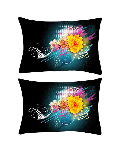 snoogg pack of two abstract floral rectangle toss throw pillow cushion cover decoarative pillow case 14 x 07" - 13573291 - Very Small Image - 1