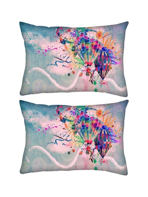 snoogg pack of two hot air balloons rectangle toss throw pillow cushion cover decoarative pillow case 14 x 07" - 13573342 - Very Small Image - 1
