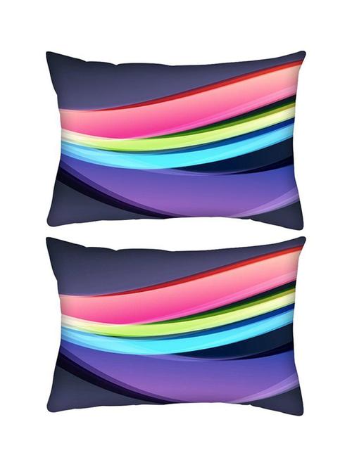 snoogg pack of two abstract bright colors creative rectangle toss throw pillow cushion cover decoarative pillow case 14 x 07" - 13573344 - Very Small Image - 1