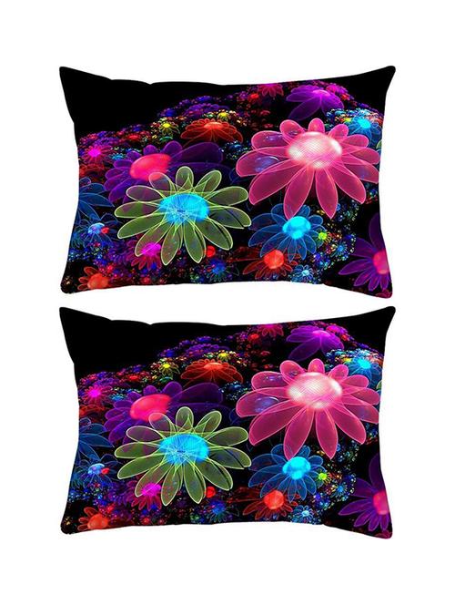 snoogg pack of two abstract colorful wallpaper rectangle toss throw pillow cushion cover decoarative pillow case 14 x 07" - 13573356 - Very Small Image - 1