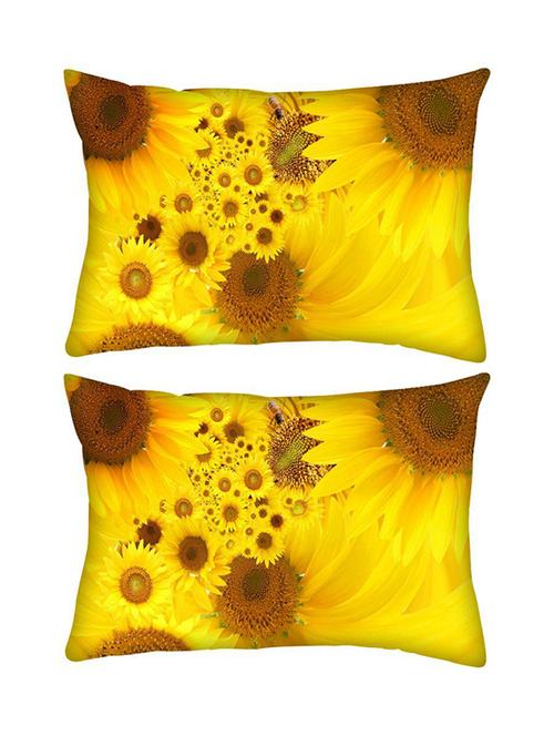 snoogg pack of two yellow sunflowers rectangle toss throw pillow cushion cover decoarative pillow case 14 x 07" - 13573425 - Very Small Image - 1