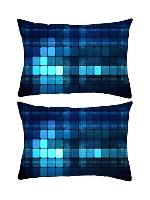 snoogg pack of two blue lights wide rectangle toss throw pillow cushion cover decoarative pillow case 14 x 07" - 13573456 - Very Small Image - 1