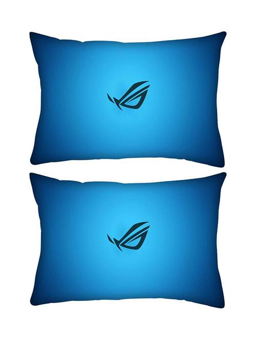 snoogg pack of two blue minimalistic rectangle toss throw pillow cushion cover decoarative pillow case 14 x 07" - 13573463 - Very Small Image - 1