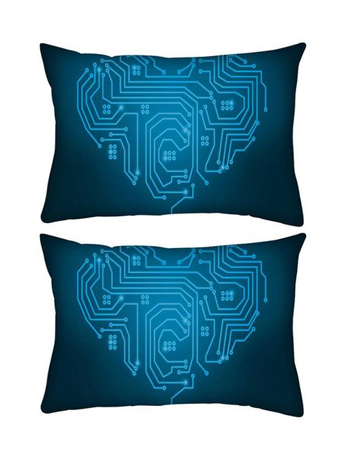 snoogg pack of two circuit heart holiday rectangle toss throw pillow cushion cover decoarative pillow case 14 x 07" - 13573506 - Very Small Image - 1