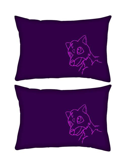 snoogg pack of two cute creature purple rectangle toss throw pillow cushion cover decoarative pillow case 14 x 07" - 13573582 - Very Small Image - 1